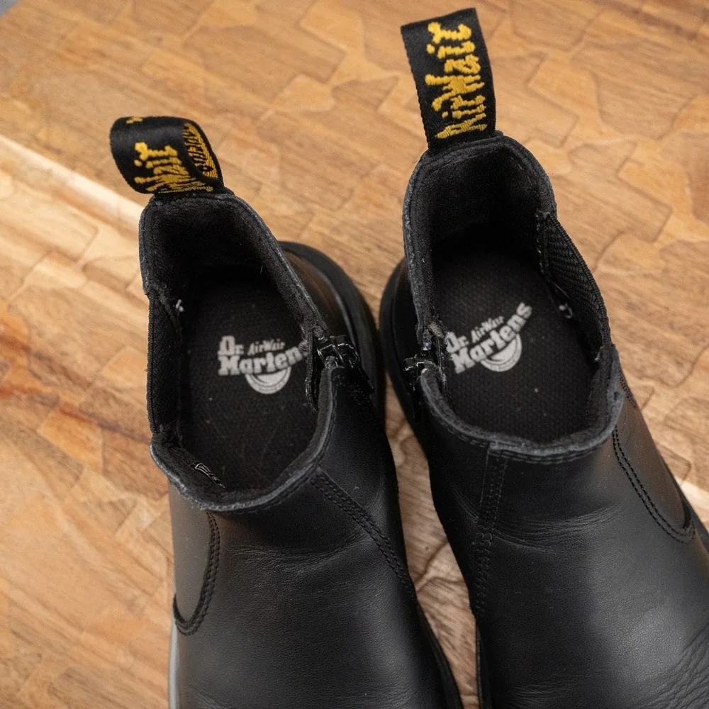 Dr. Martens 2976 J Chelsea Boots Kids Size 3 Black Leather Side Zip